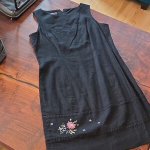 Style & Co. Black Midi Dress with Pink and Purple Floral Embroidery🌸LIKE NEW🌸